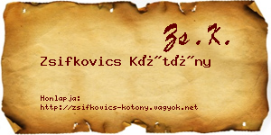 Zsifkovics Kötöny névjegykártya